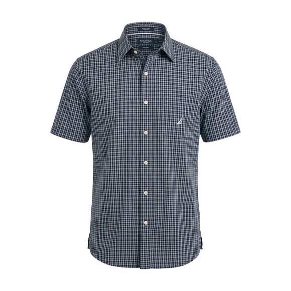 Nautica Other - Nautica Mens Blue White‎ Plaid Check Short Sleeve Button Down Shirt Large L